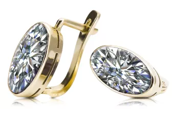 14k żółte złoto Cyrkonia Kolczyki Klasyczny Vintage vec001y